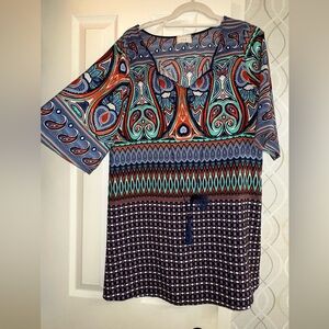 Tua Blue and Orange Paisley Dress